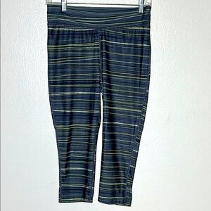 Hind Blue and Green Striped Capri Leggings